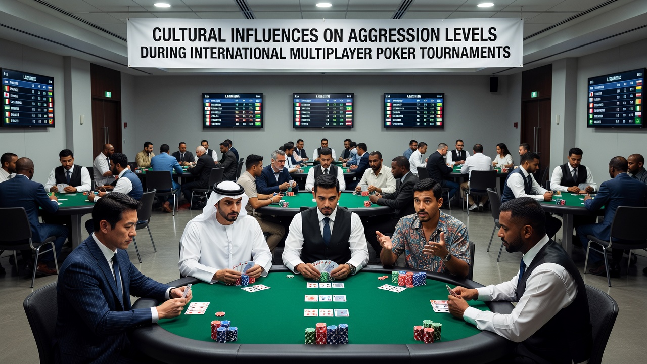Close-up of poker players exhibiting varied cultural expressions and table mannerisms during an intense hand